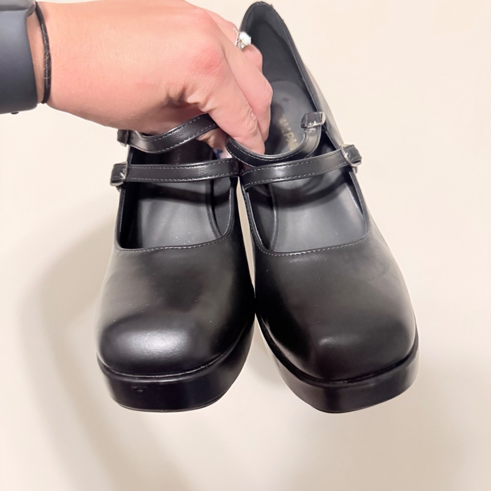 Dream Pairs Black Chunky Block Heel Mary Jane Platform Pumps Square Toe Y2K 8.5 - Picture 2 of 6